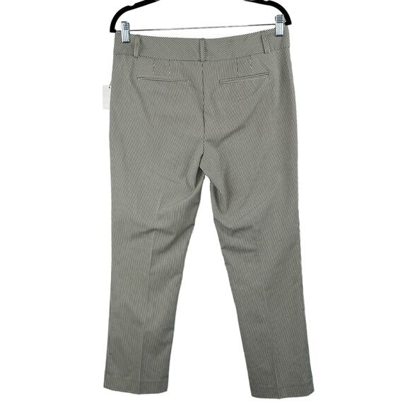 Norma Kamali Anthropologie Mid Rise Ankle Pant Black Straw Pinstripe 6 NWT - Picture 2 of 13